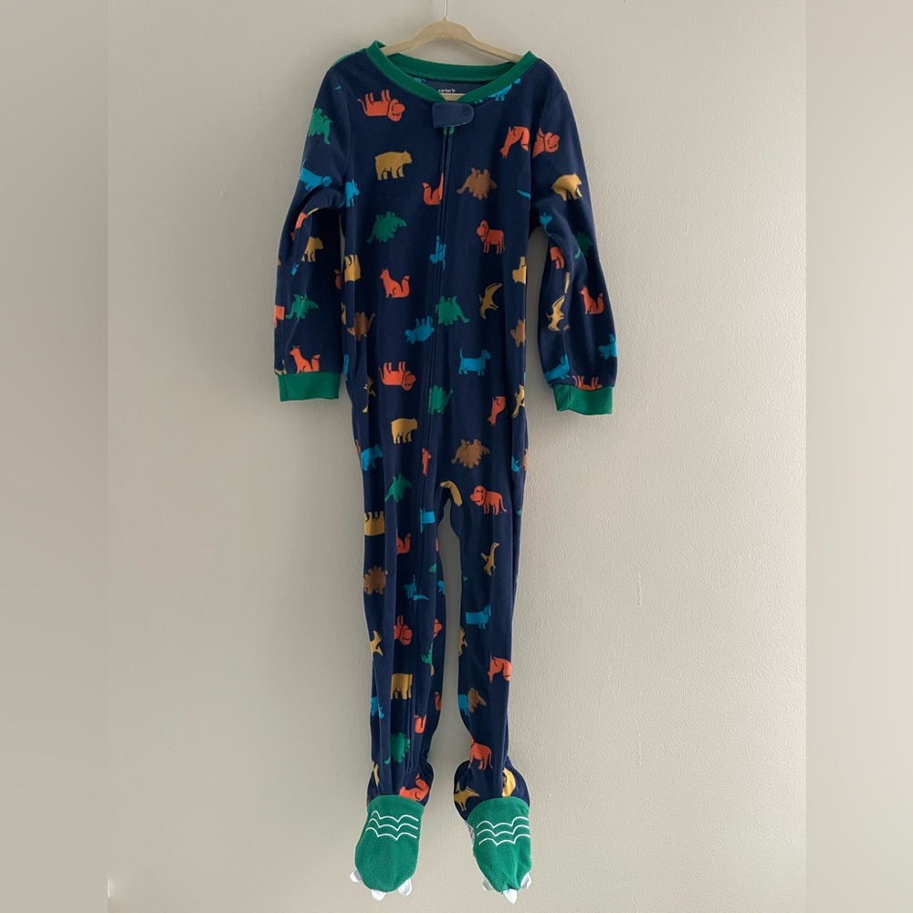 Toddler Boy’s 5T Carter’s Dino Print Fleece Footie PJs
